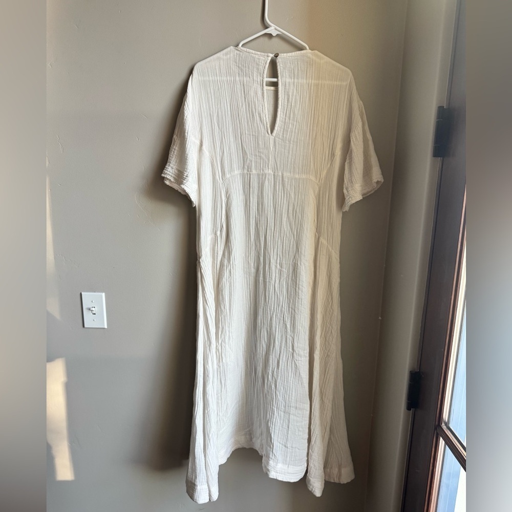 Free People Gauze Cotton Babydoll Dress XS White Boho Cottagecore Euro Summer - Picture 6 of 6